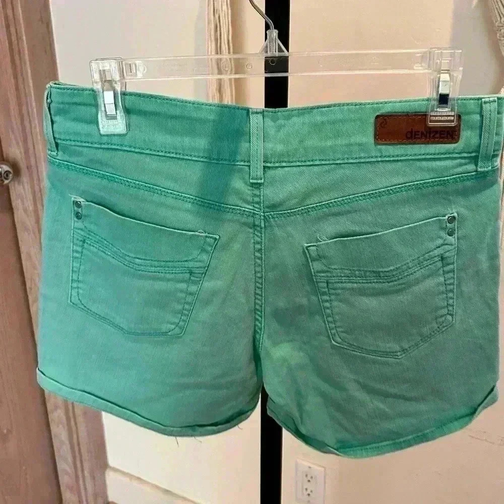 Denizen by Levi's Jungle Green Denim Cuffed Stretch Shorts 6 - Picture 5 of 6